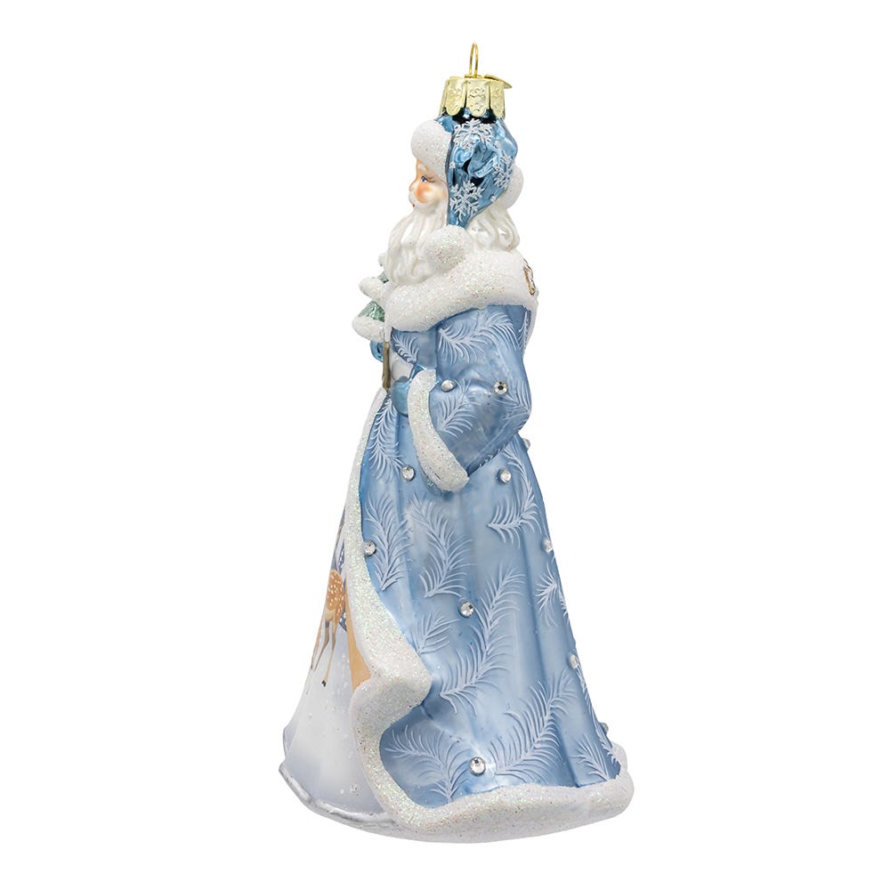 Kurt Adler 7-Inch Bellissimo Glass Santa With Tree and Scene Ornament